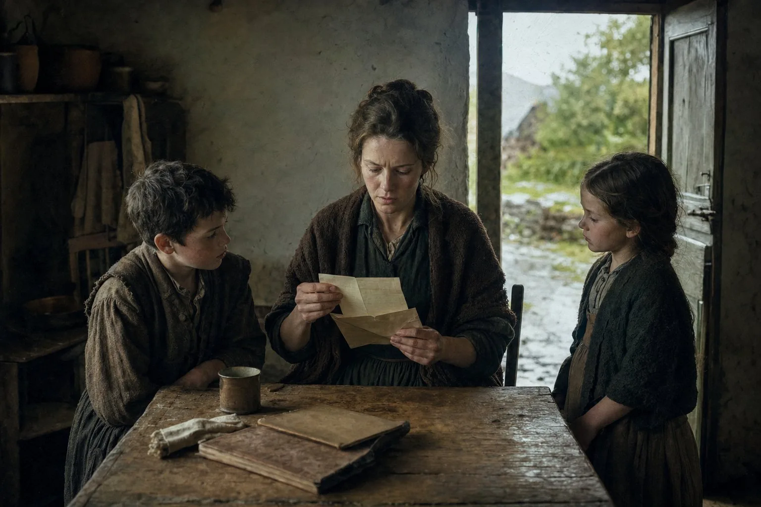 A Mayo woman finding a passage order and remittance draft inside a letter in 1864