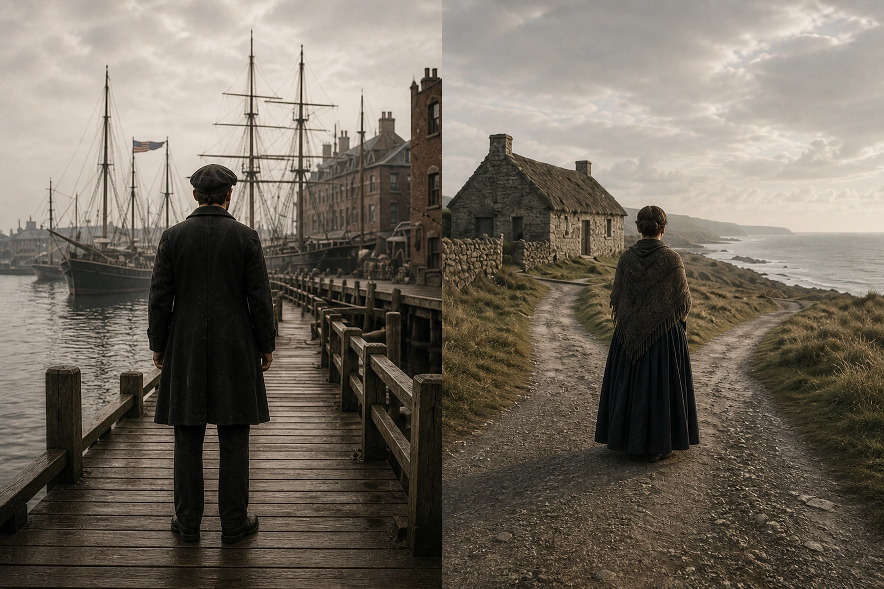 Patrick standing at Boston harbour after the crossing